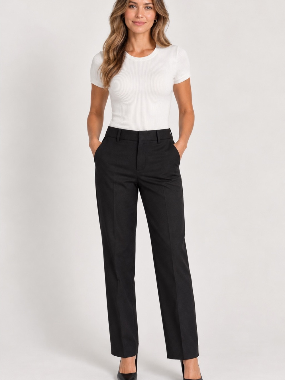 Banana Republic Modern Straight Wool Pants 00 Petite Black
